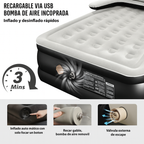 ¡Pagas 1 y Te Llevas 2! Colchón Portátil Doble con Apoyo de Cabeza, Triple Revestimiento y Antidesgarro + Bomba de Aire Eléctrica de Regalo